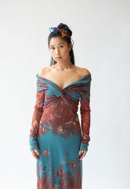 1990s Sea Life Print Mesh Dress | Jean Paul Gaultier