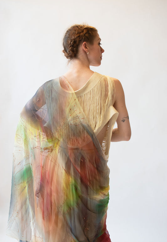 Hand painted chiffon scarf