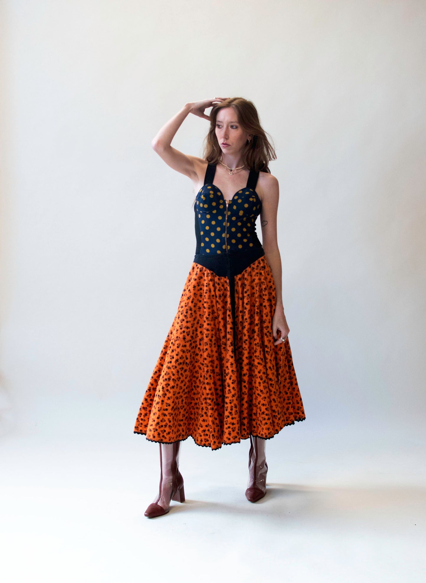 Orange Flannel Skirt | Betsey Johnson Punk Label