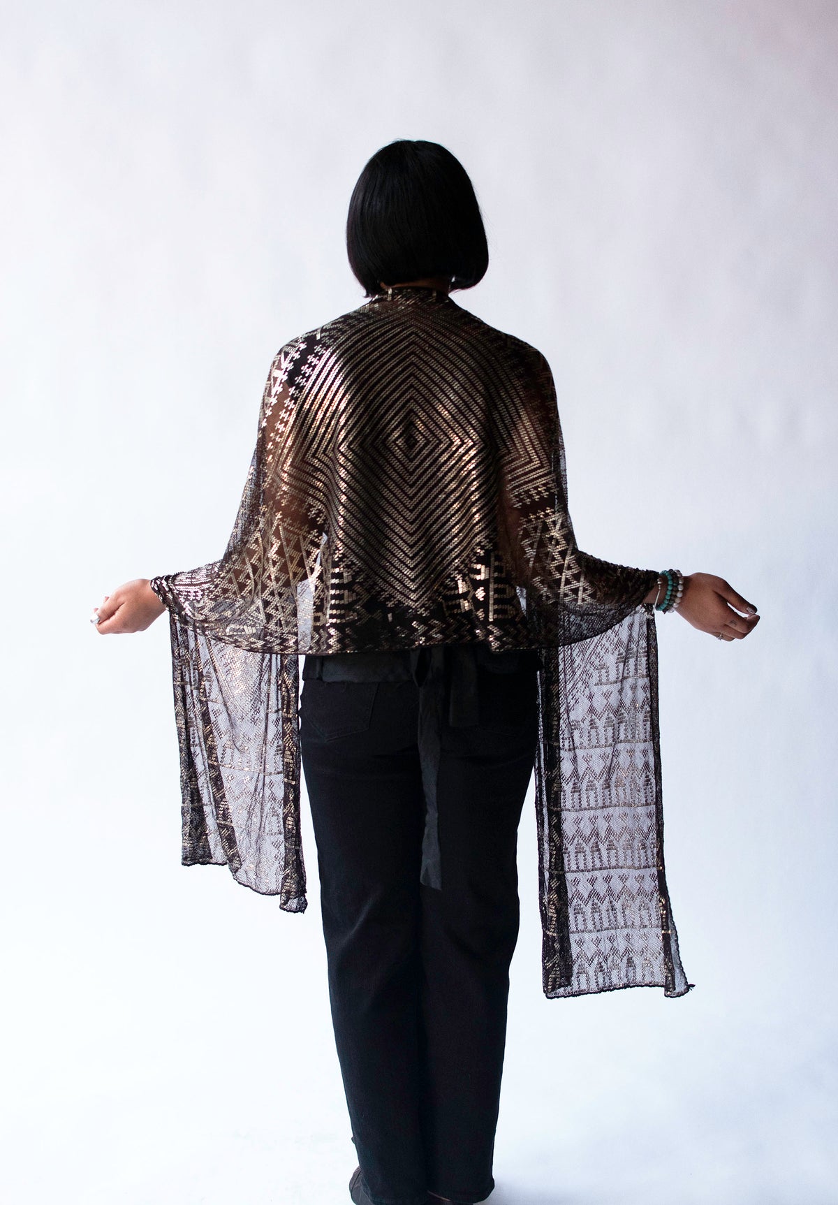 1920s Assuit Tulle bi Telli Shawl