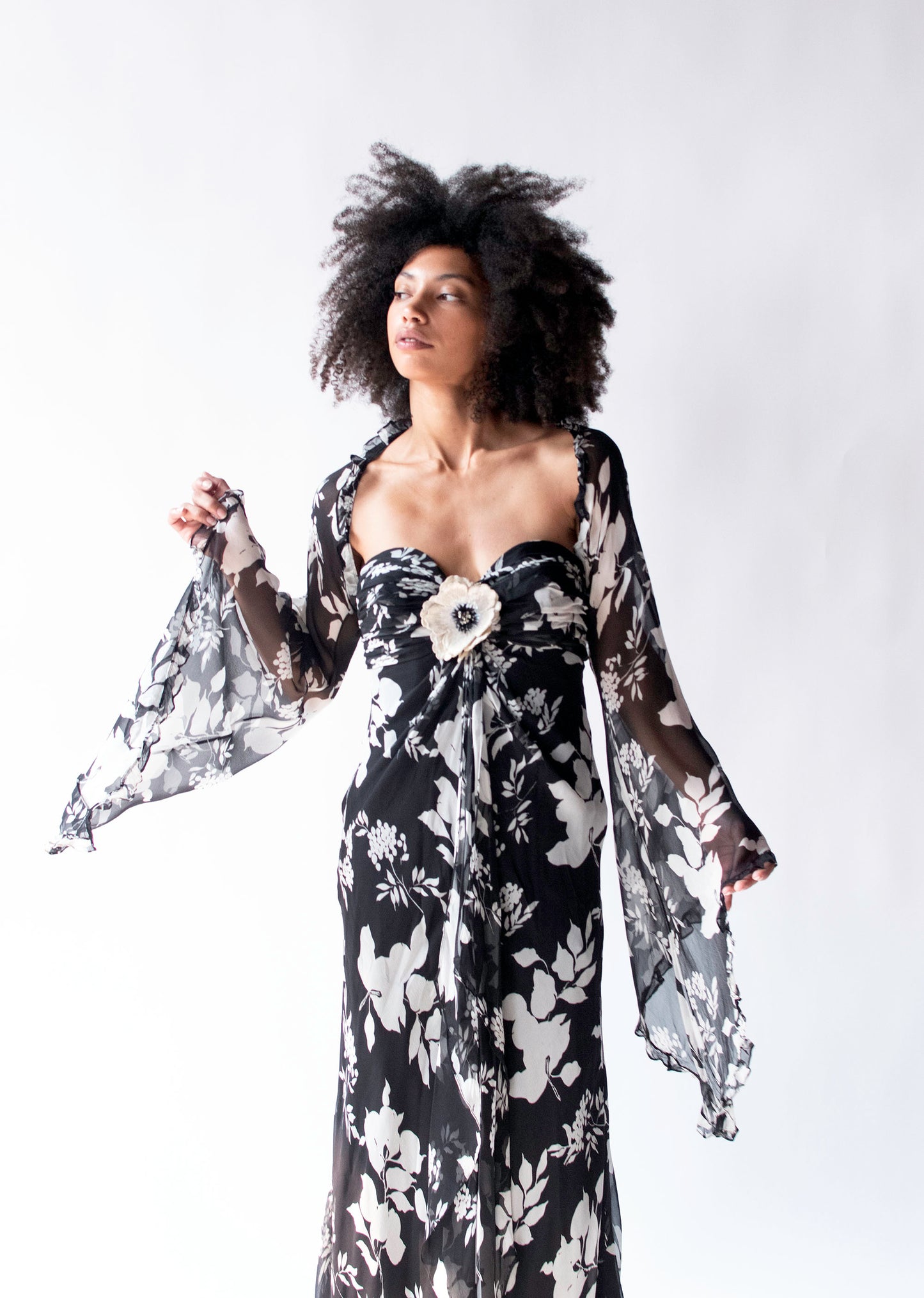 Black & White Floral Print Gown | Bellville Sassoon Lorcan Mullany