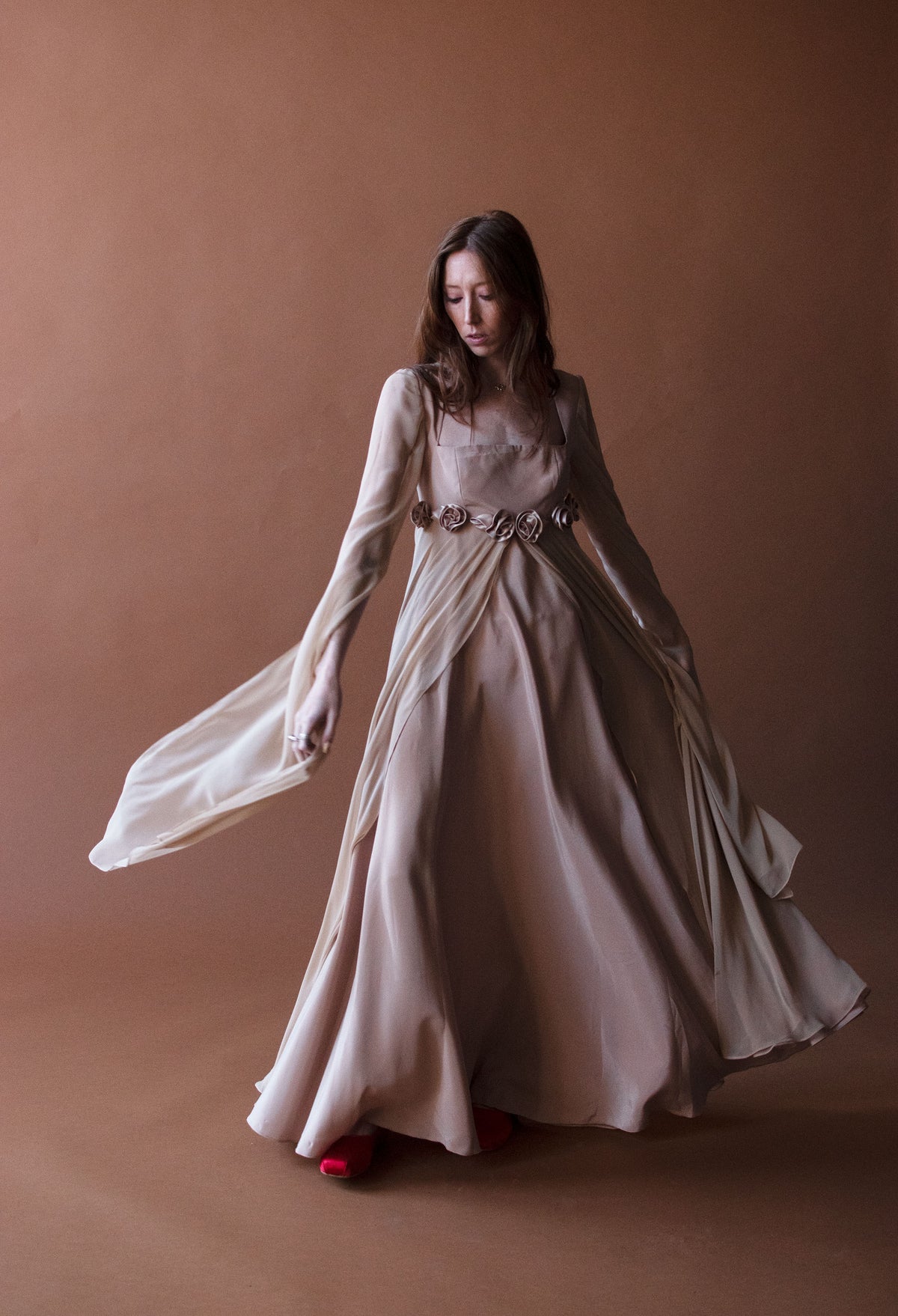 Beige Rosette Dress