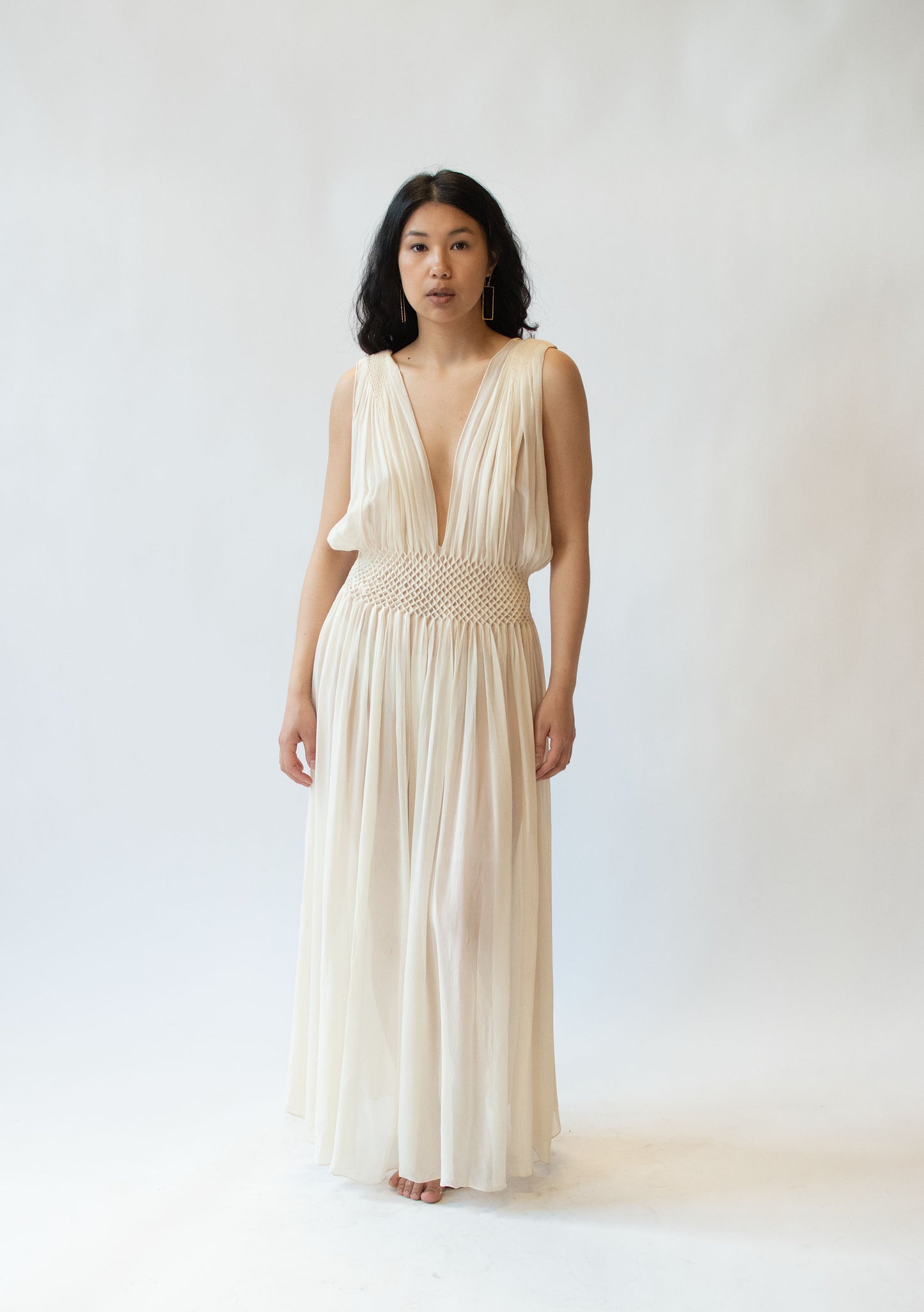 1930s Smocked Chiffon Nightgown
