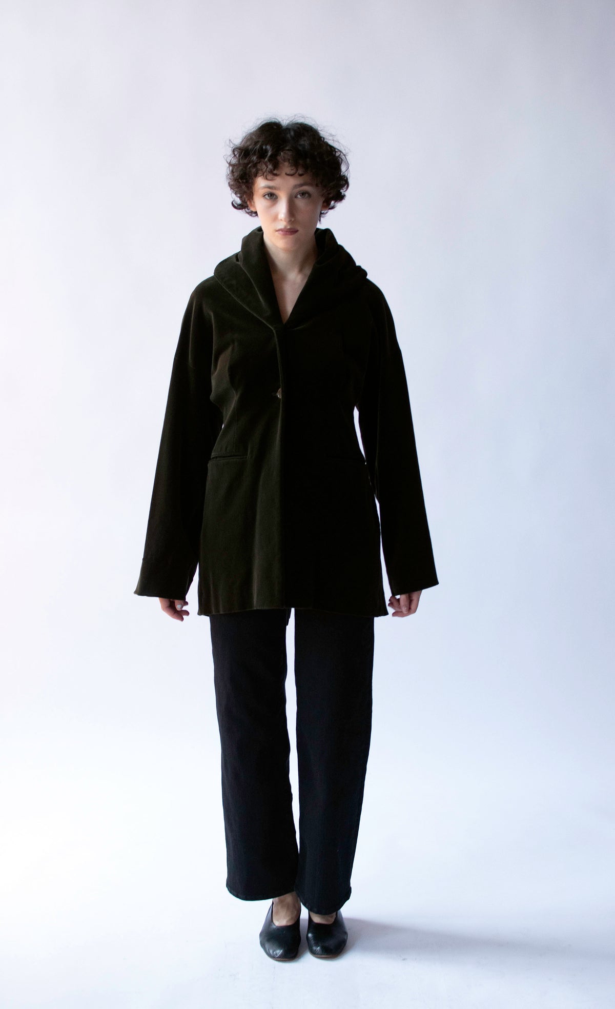 Olive Velvet jacket. Romeo Gigli FW 1989