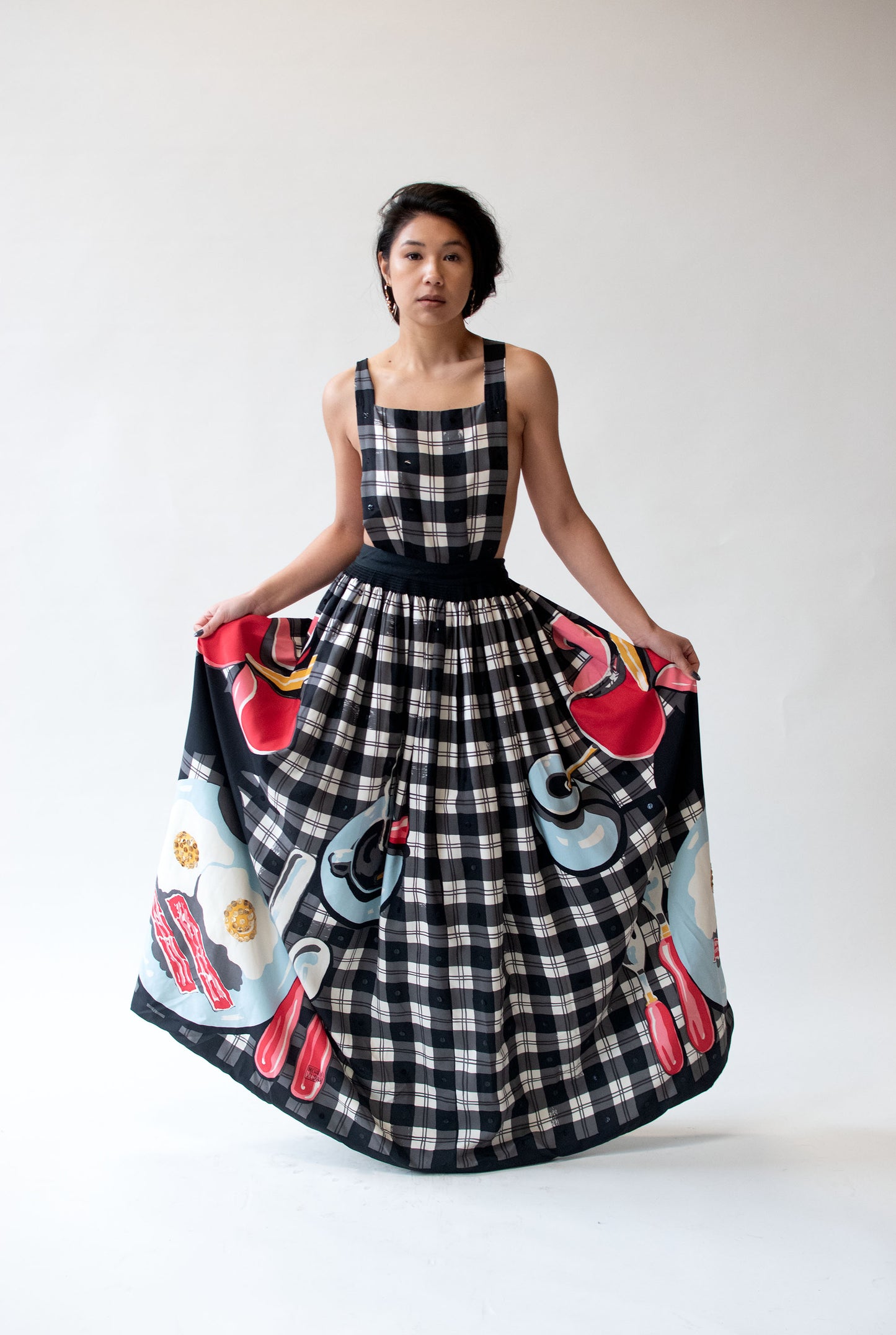 1980s Silk Breakfast Pinafore Gown | Michael Vollbracht