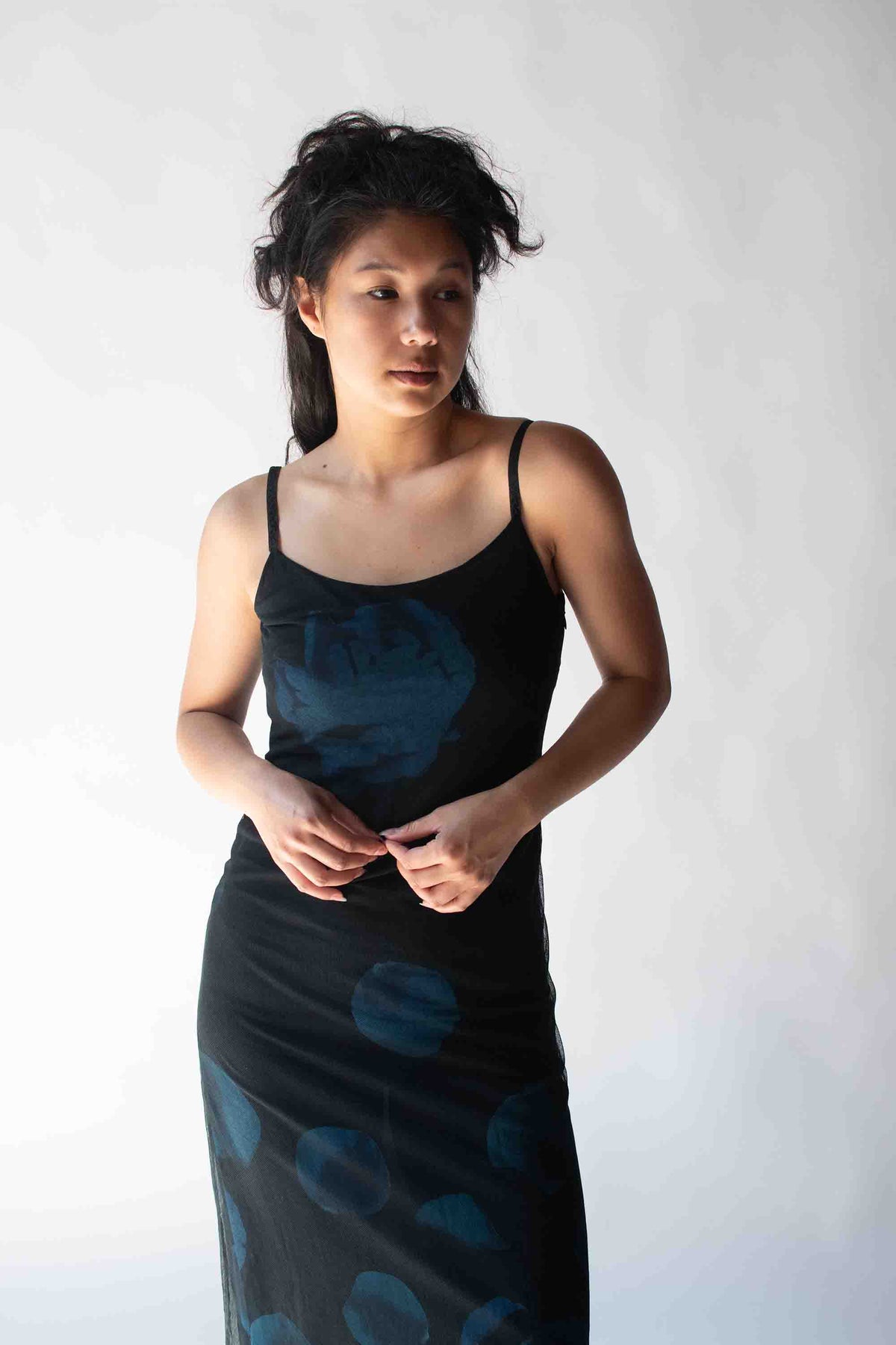 1990s Blue Rose Print Dress | Moschino Cheap & Chic
