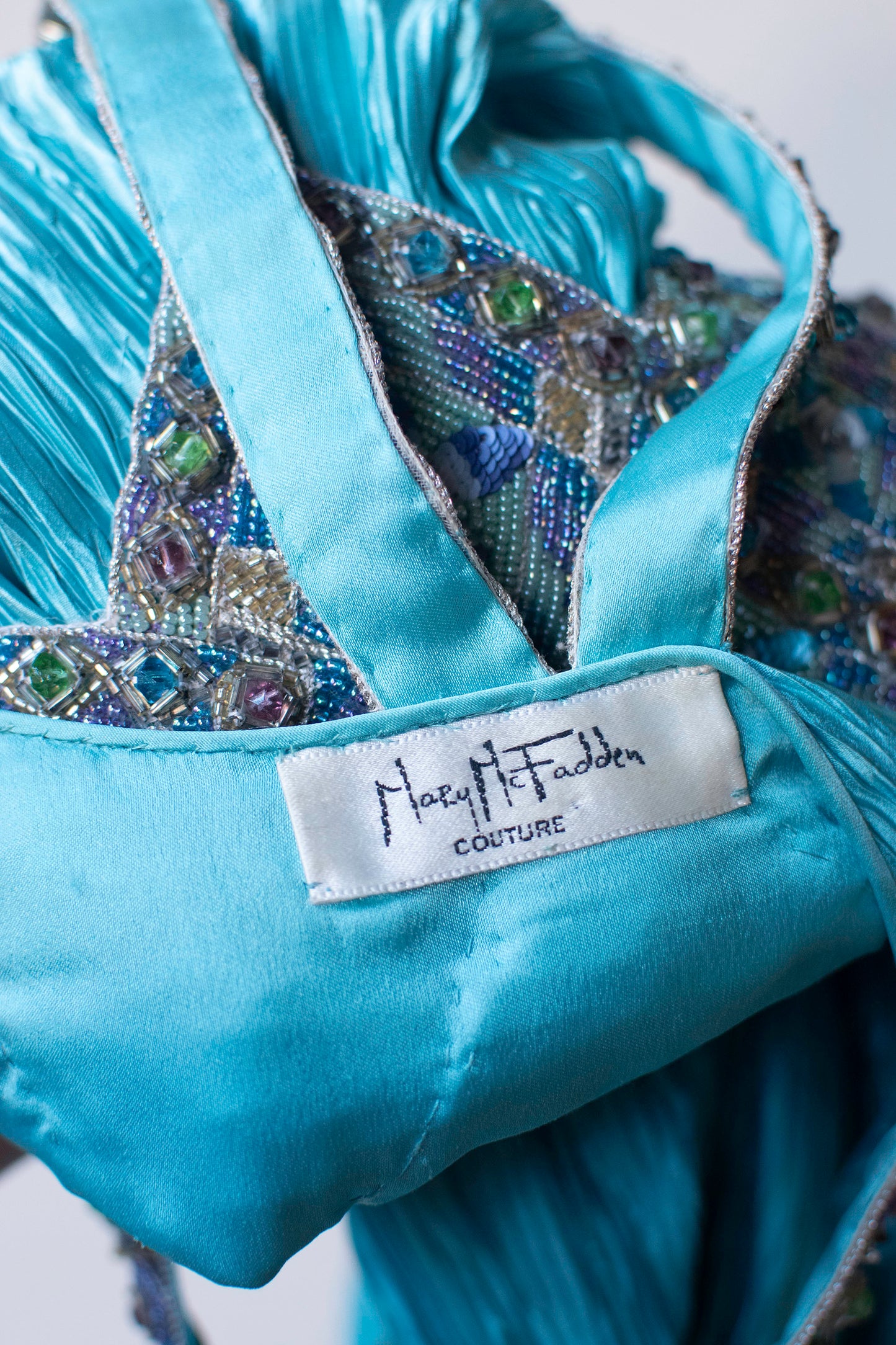 Beaded Plisse Gown | Mary Mcfadden