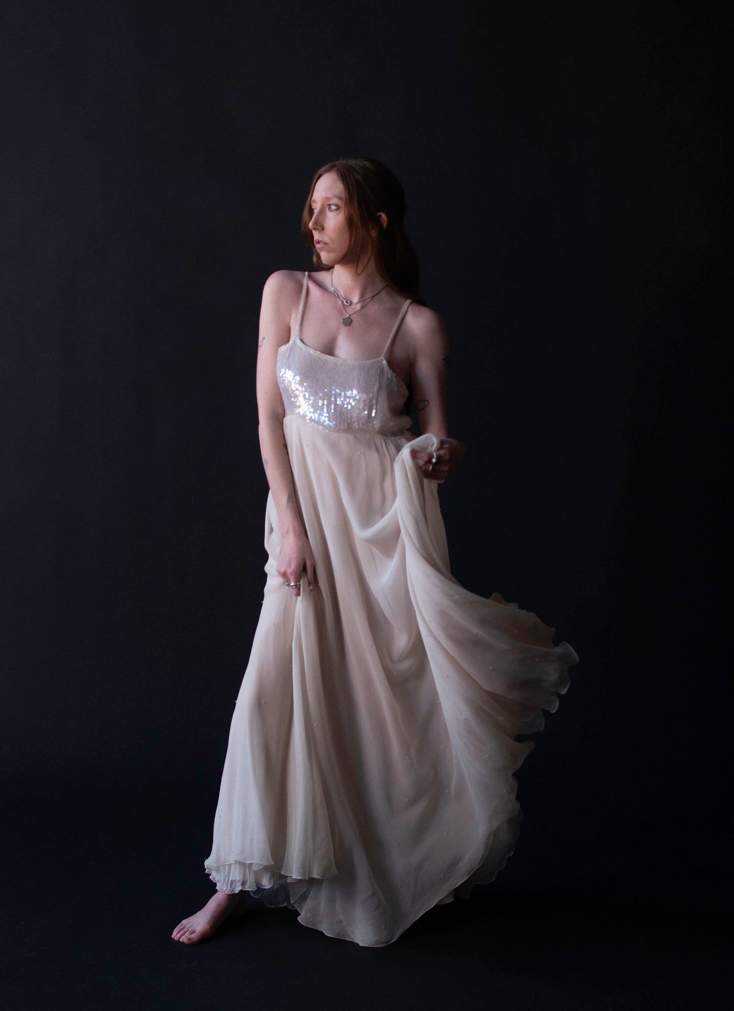 Chiffon Dress w/ Sequins | Judith Ann