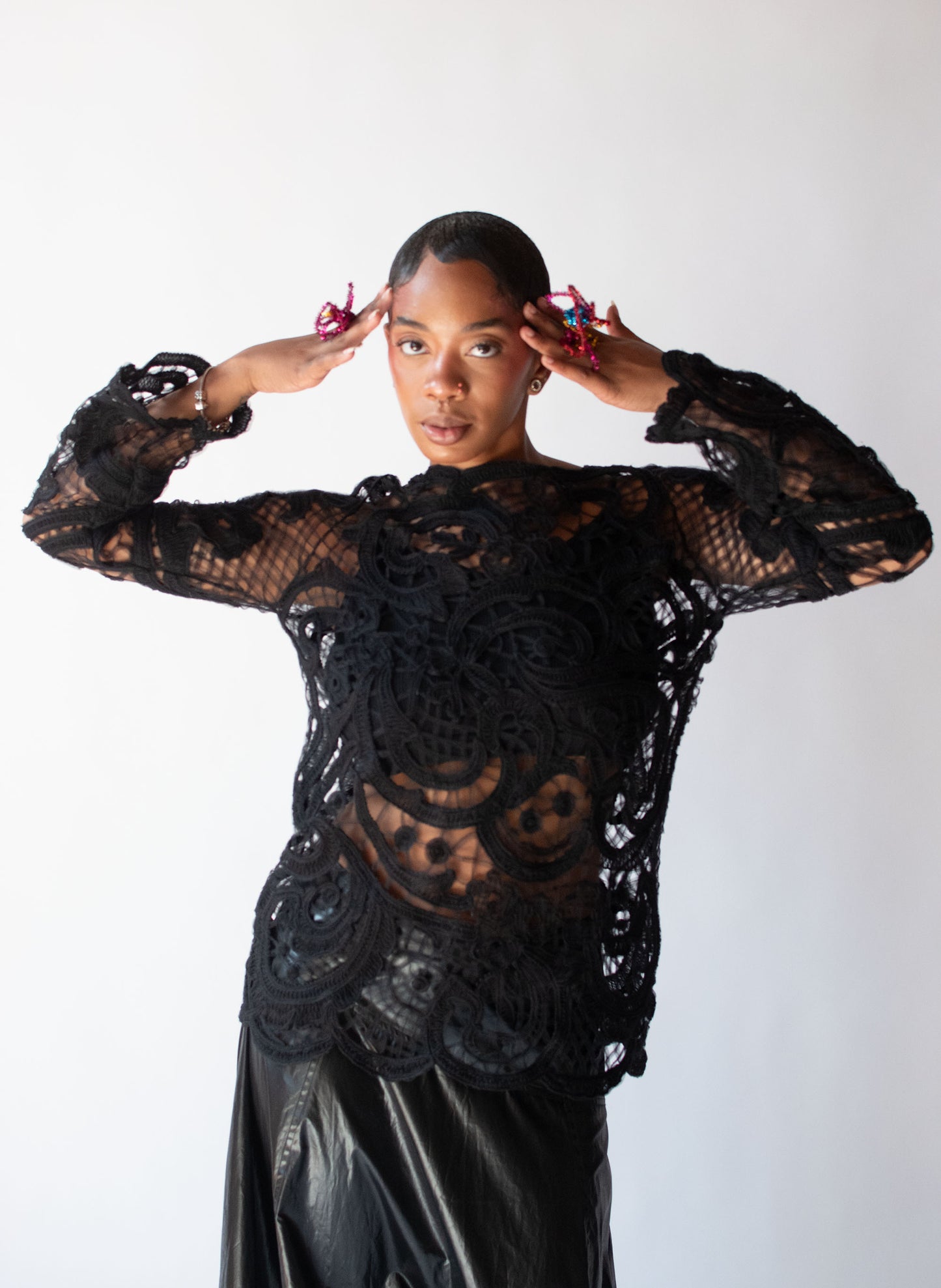 1990s Tulle Lace Shirt | Thiery Mugler