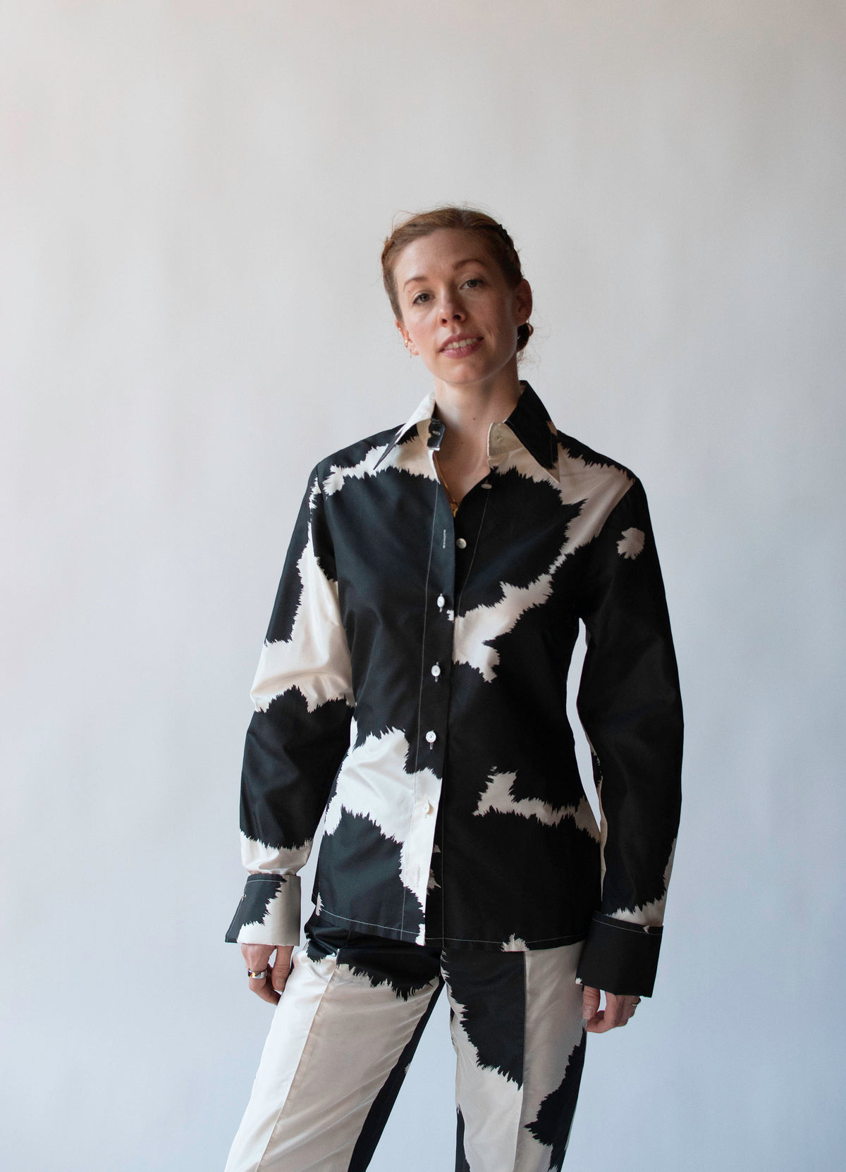 Silk Cow Print Pants Set | Gianfranco Ferré