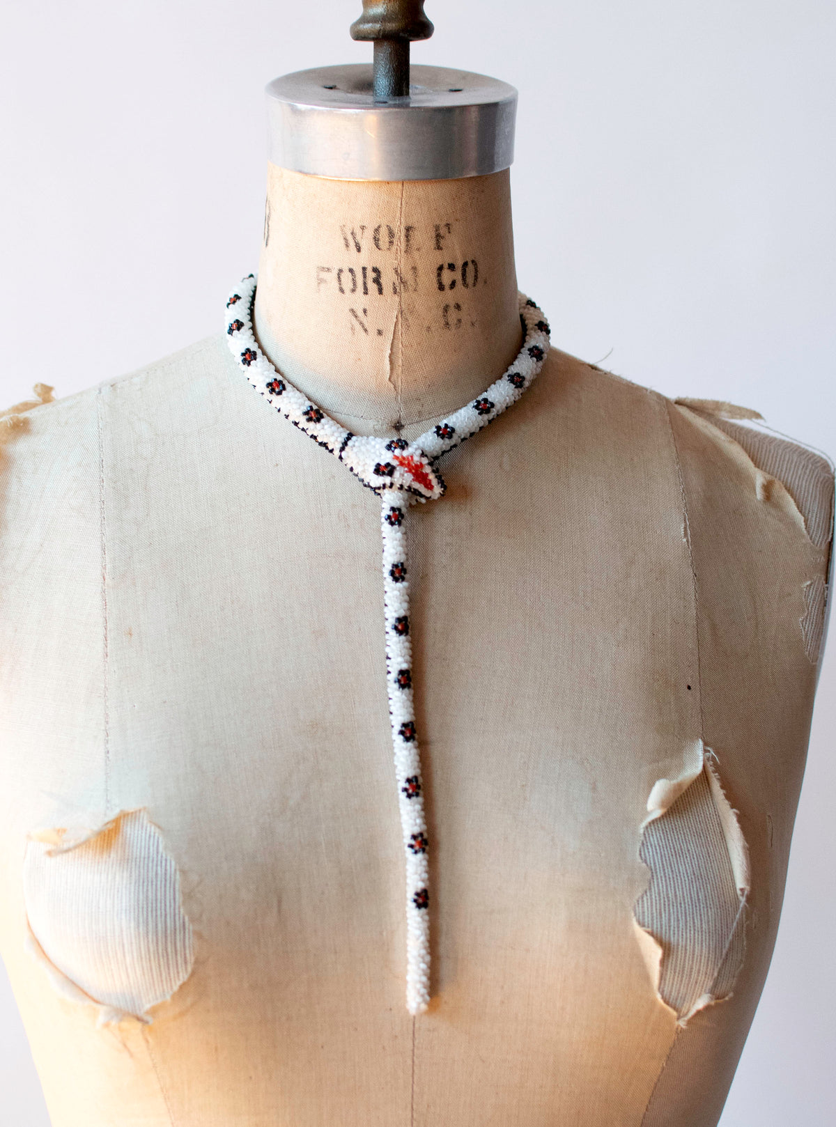 Bead Crochet Snake | Black & White & Red