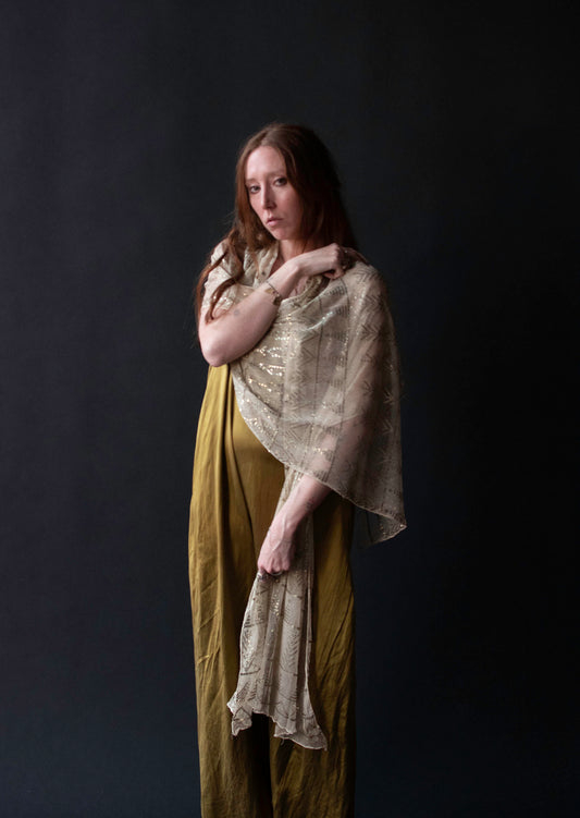 1920s Assuit Tulle bi Telli Shawl