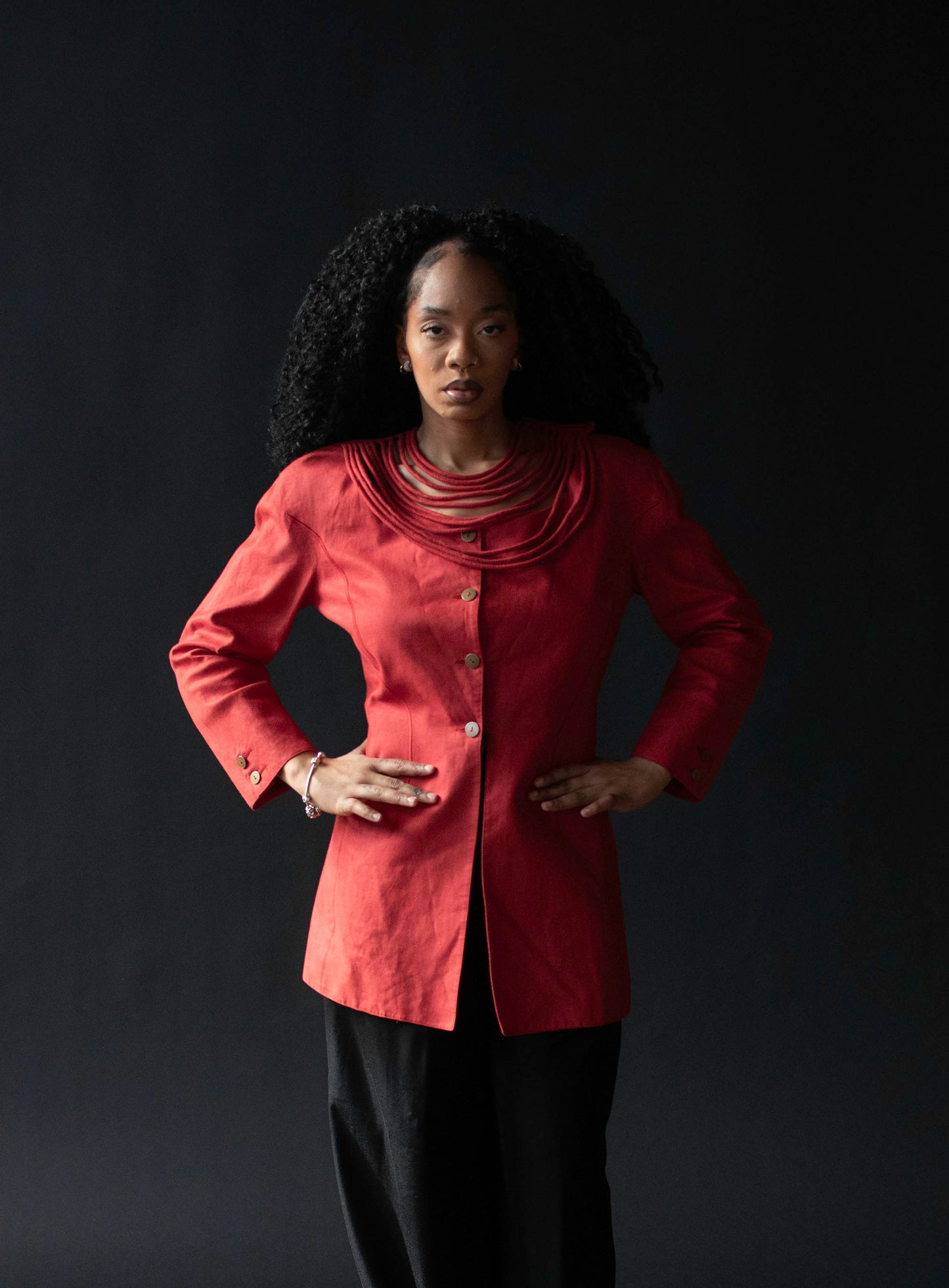 Red Linen Jacket | Claude Montana