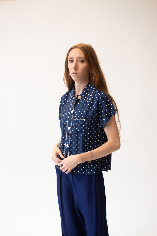 1940s Blue Pajamas Set