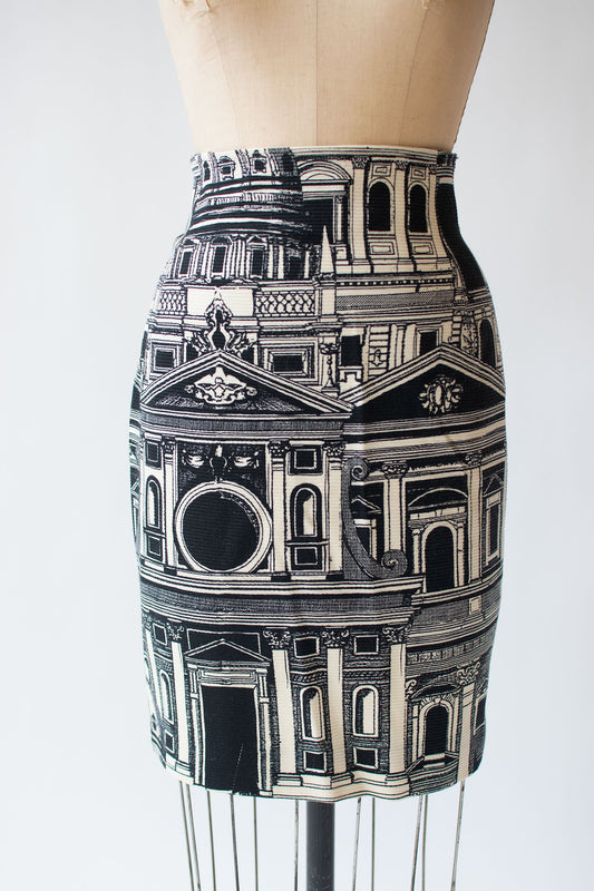 1980s Architectural Print Skirt | Genny