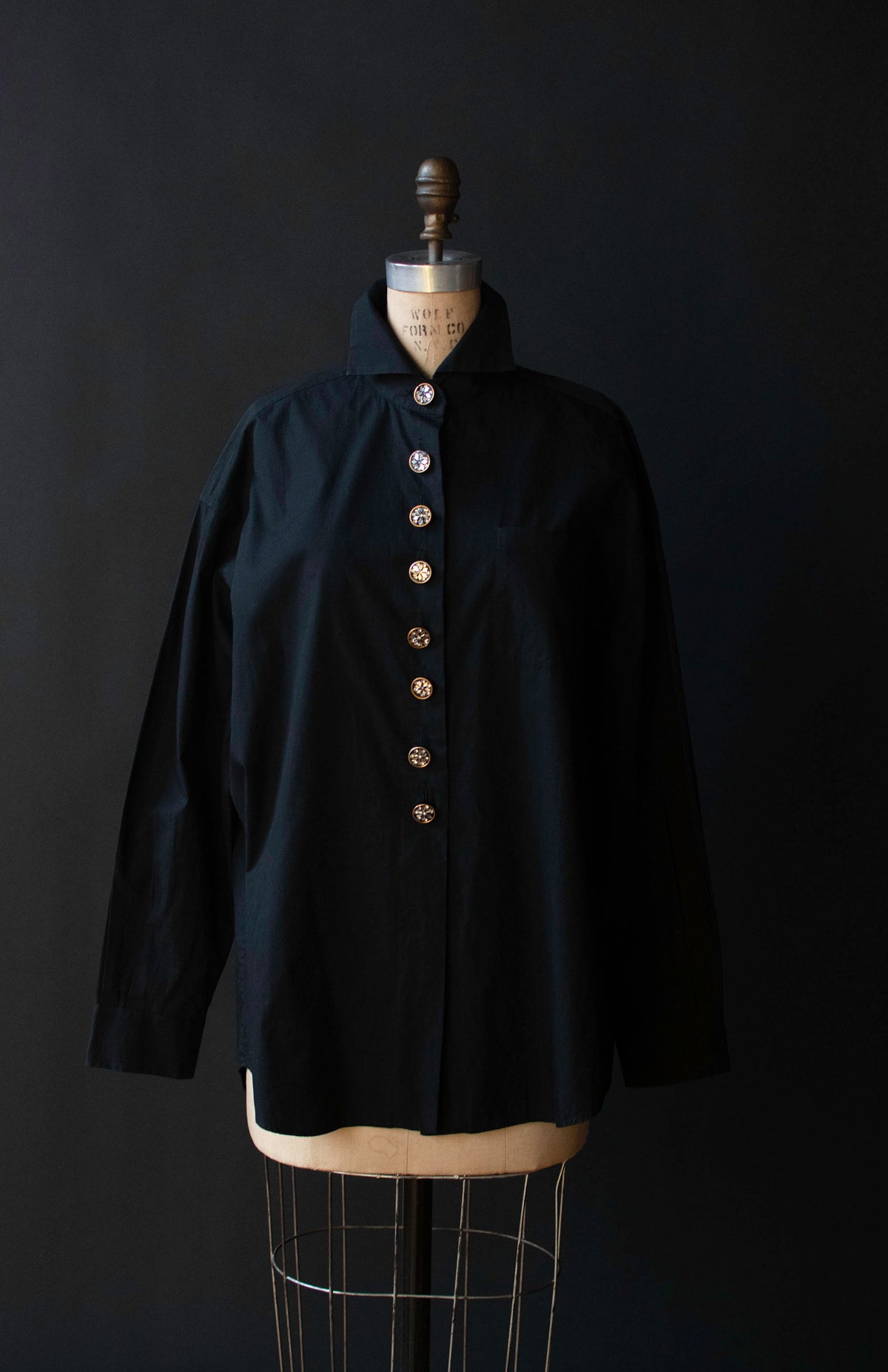 Black Shirt with Mirrored Buttons | Romeo Gigli 1994