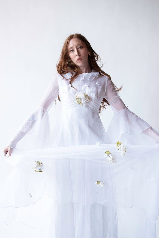 1970s Bell Sleeve Wedding Dress