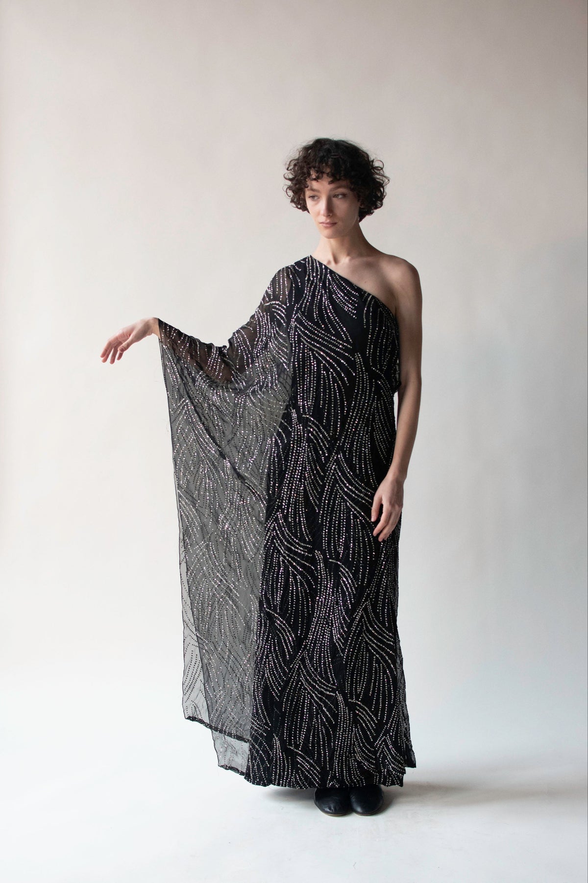 1970s Chiffon Glitter Dress | Helga