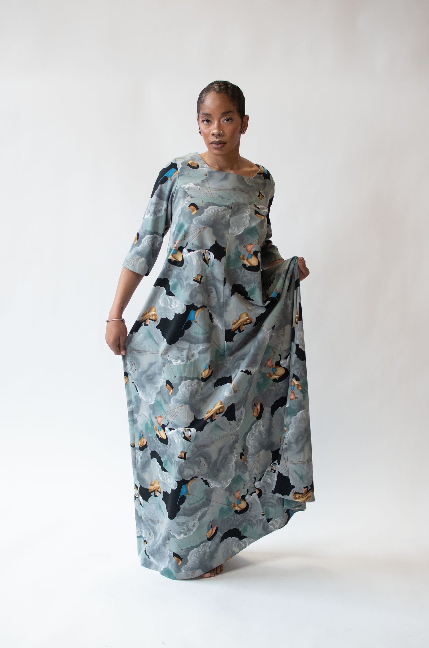 1970s Surrealist Print Dress