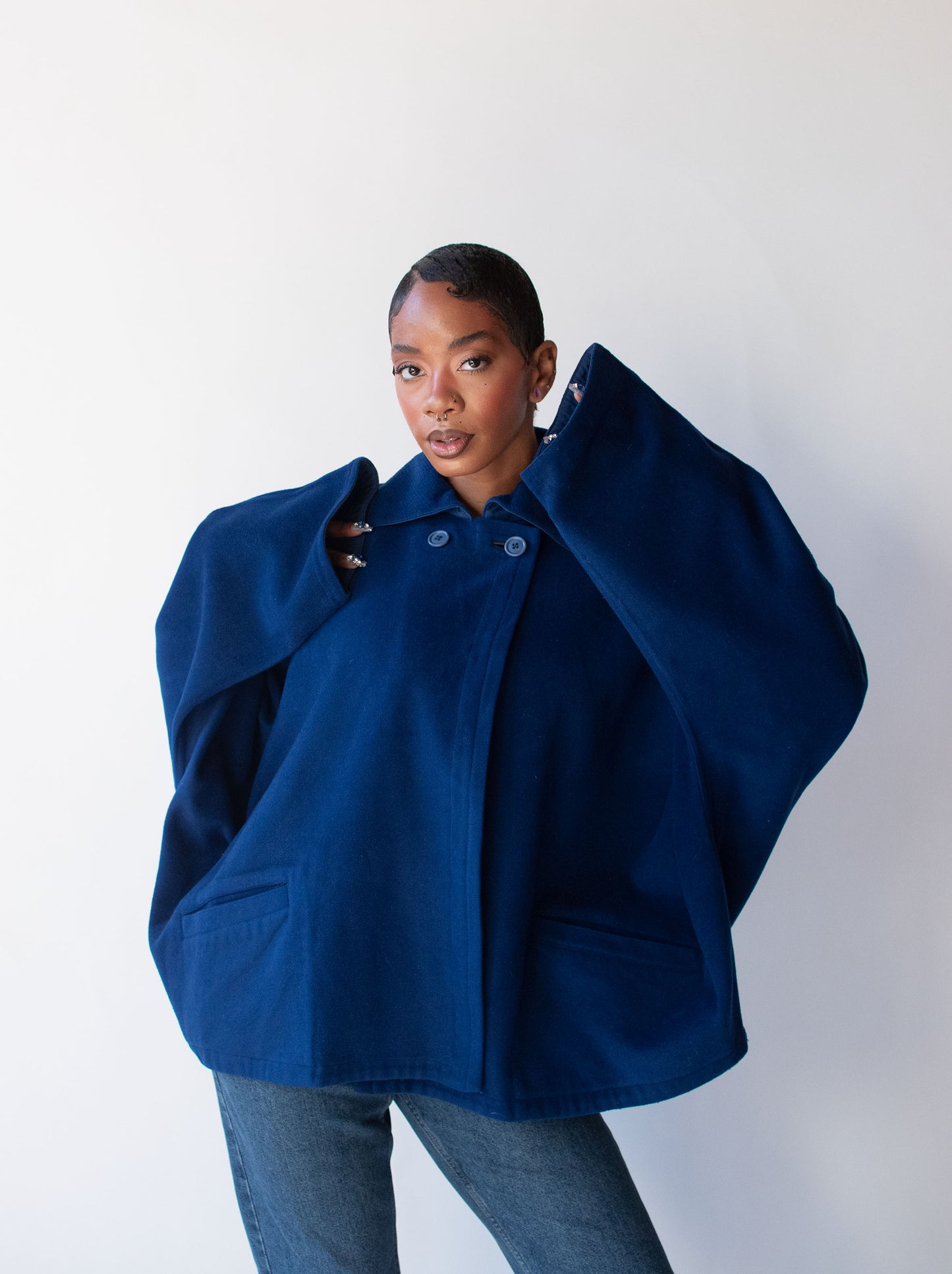 1990s Cobalt Wool Cocoon Coat