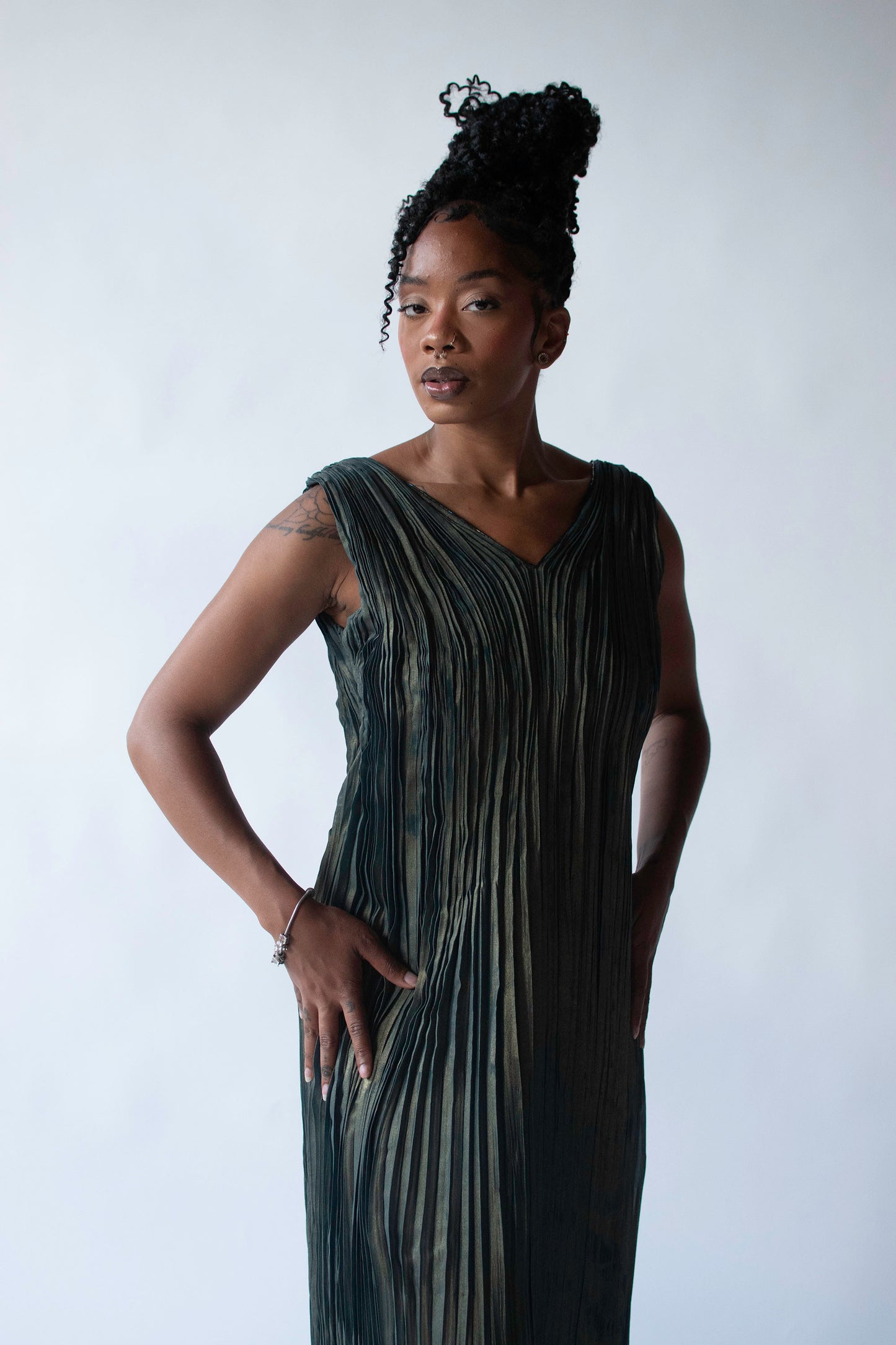 Green Plisse Dress