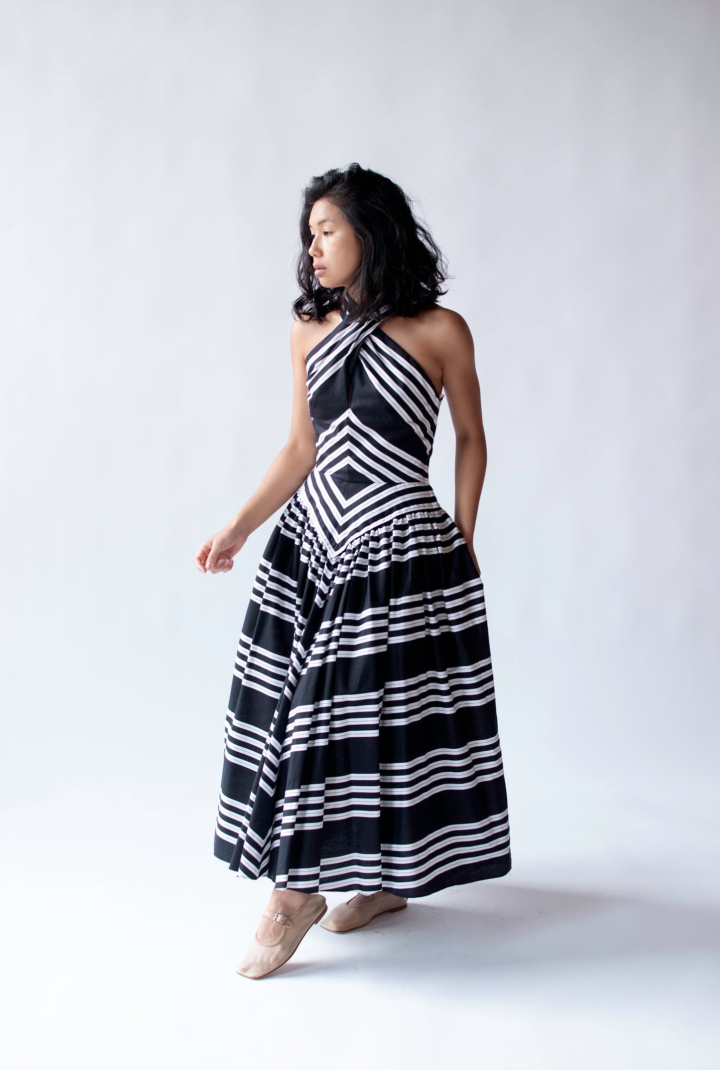 Chevron Halter Dress | Victor Costa