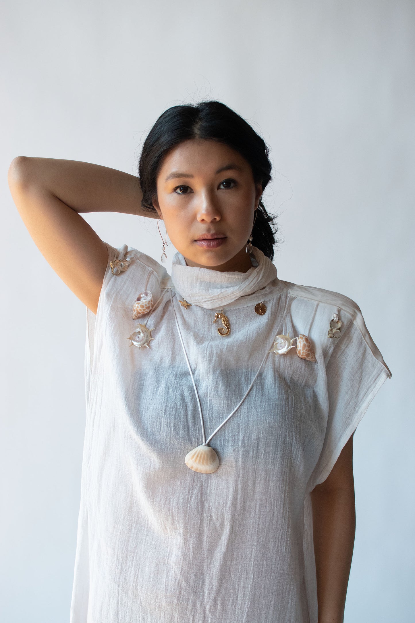 1980s Gauze Dress with Seashells