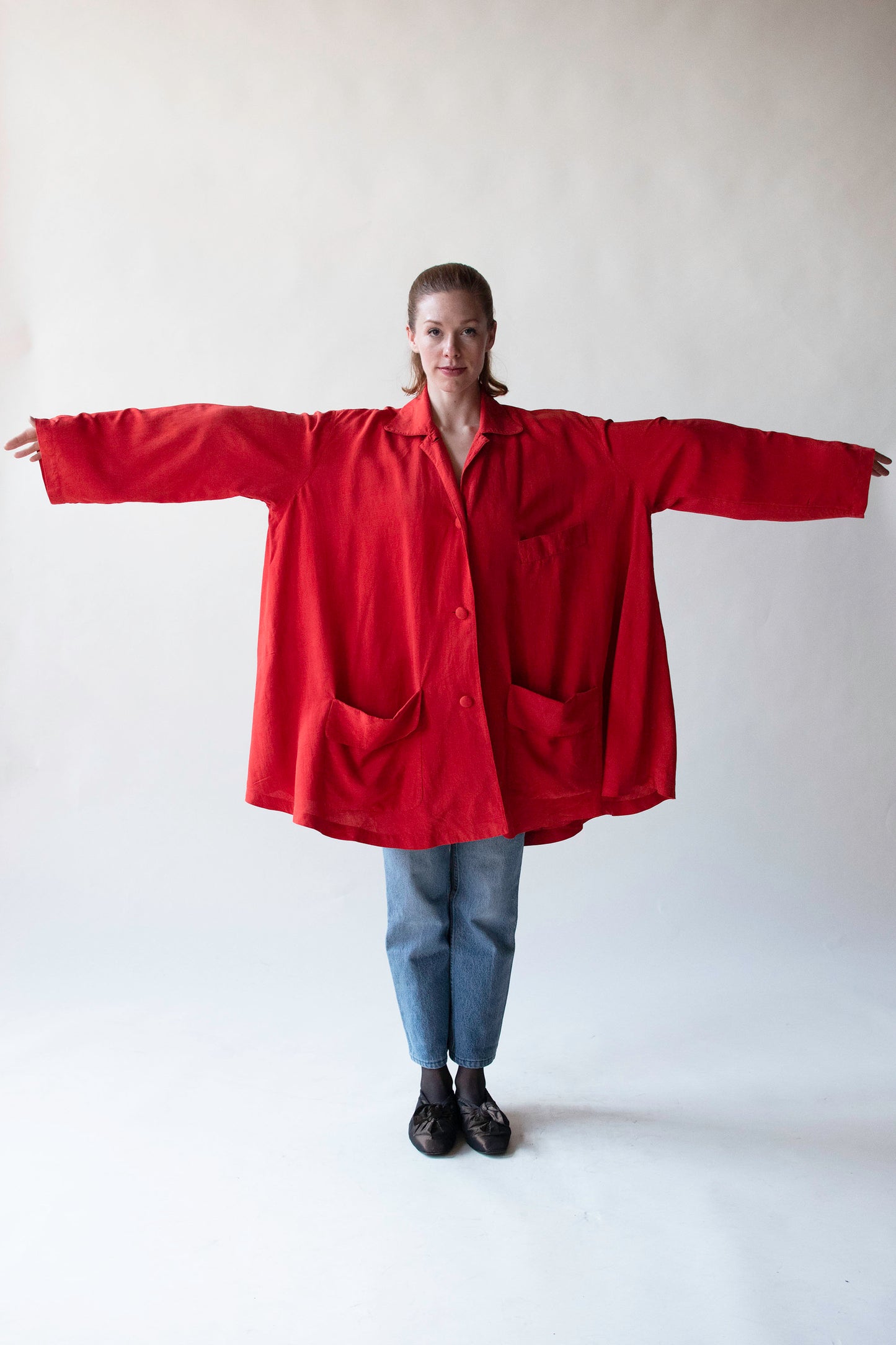 Red Silk Smock Top | Donna Karan