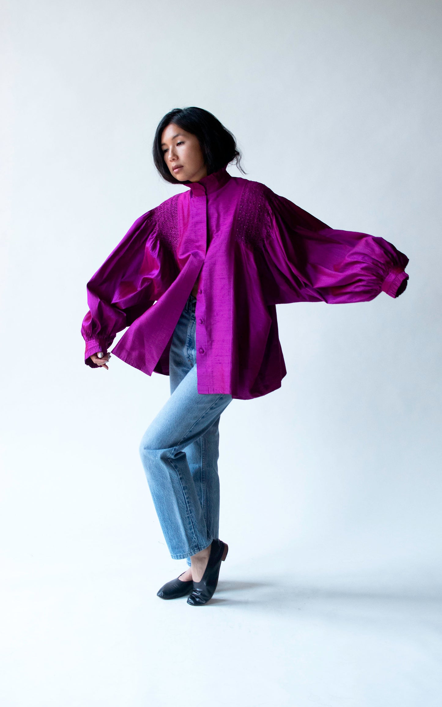 Smocked Silk Blouse | Julian Akers-Douglas