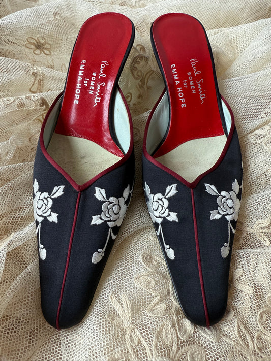 Embroidered Silk Mules | Paul Smith for Emma Hope