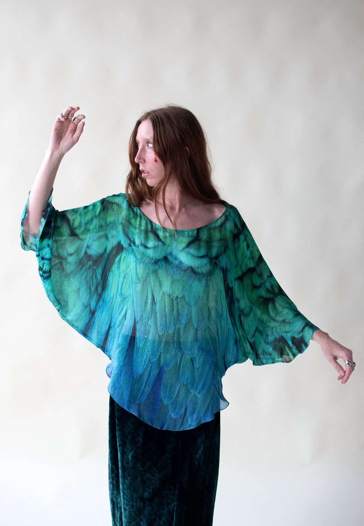 Feather Print Silk Tunic | Roberto Cavalli