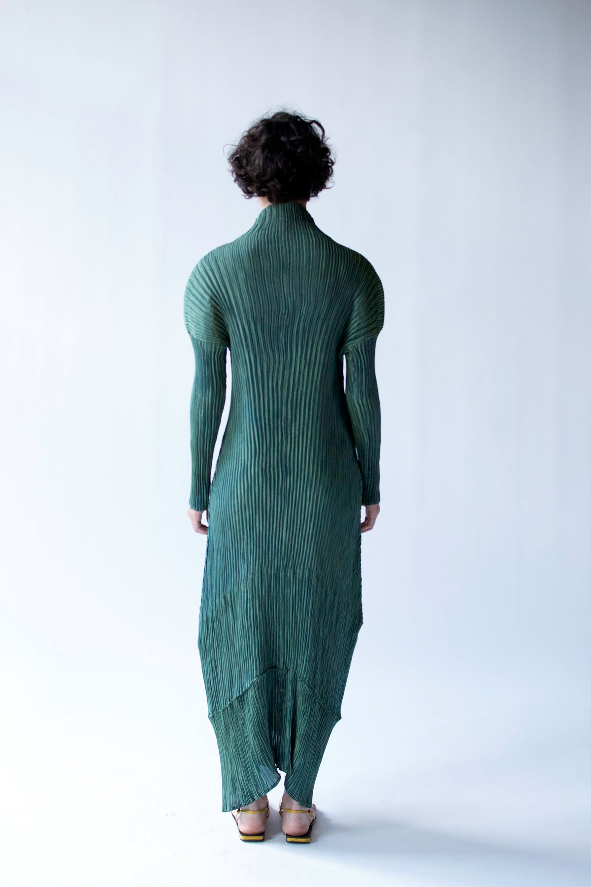 Iridescent Pleated Green Dress | ssey Miyake FW 1995