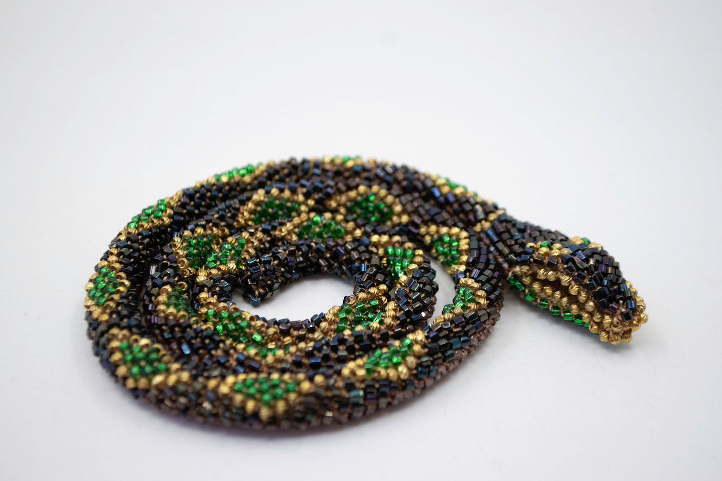 Bead Crochet Snake | 0il Slick w/ Emerald Diamonds