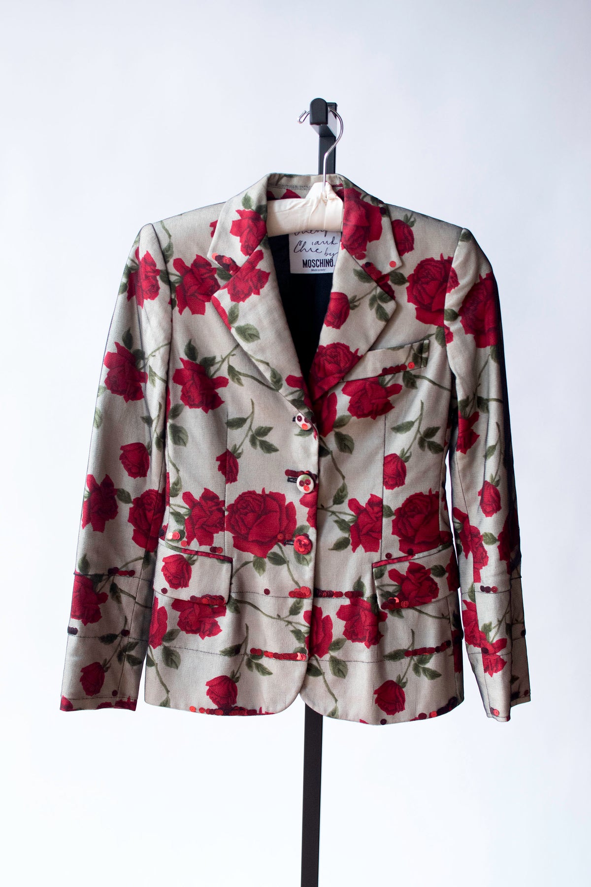 Rose Print Mesh Blazer w/ Sequins | Moschino Cheap & Chic