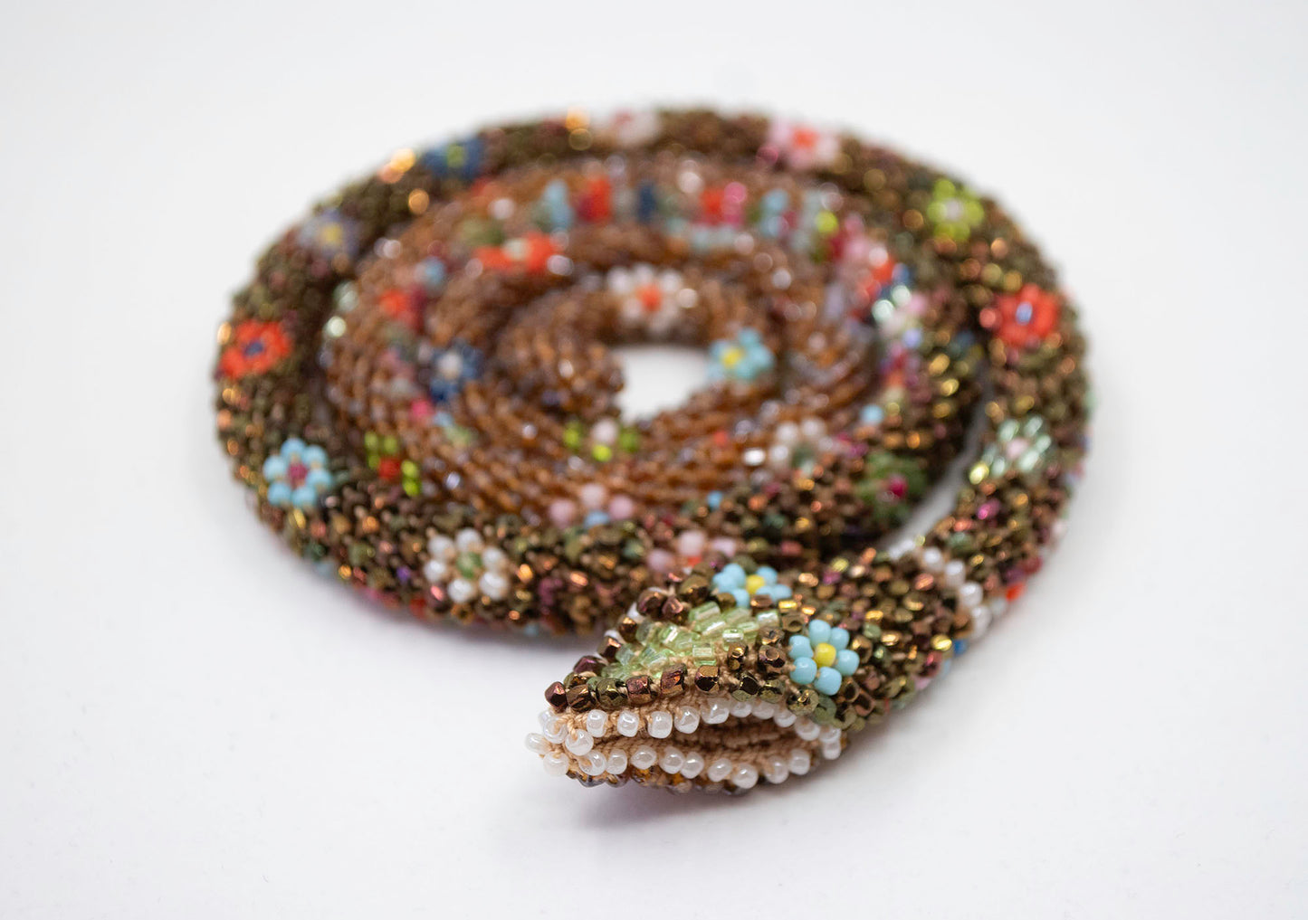 Bead Crochet Snake | Rainbow Flower