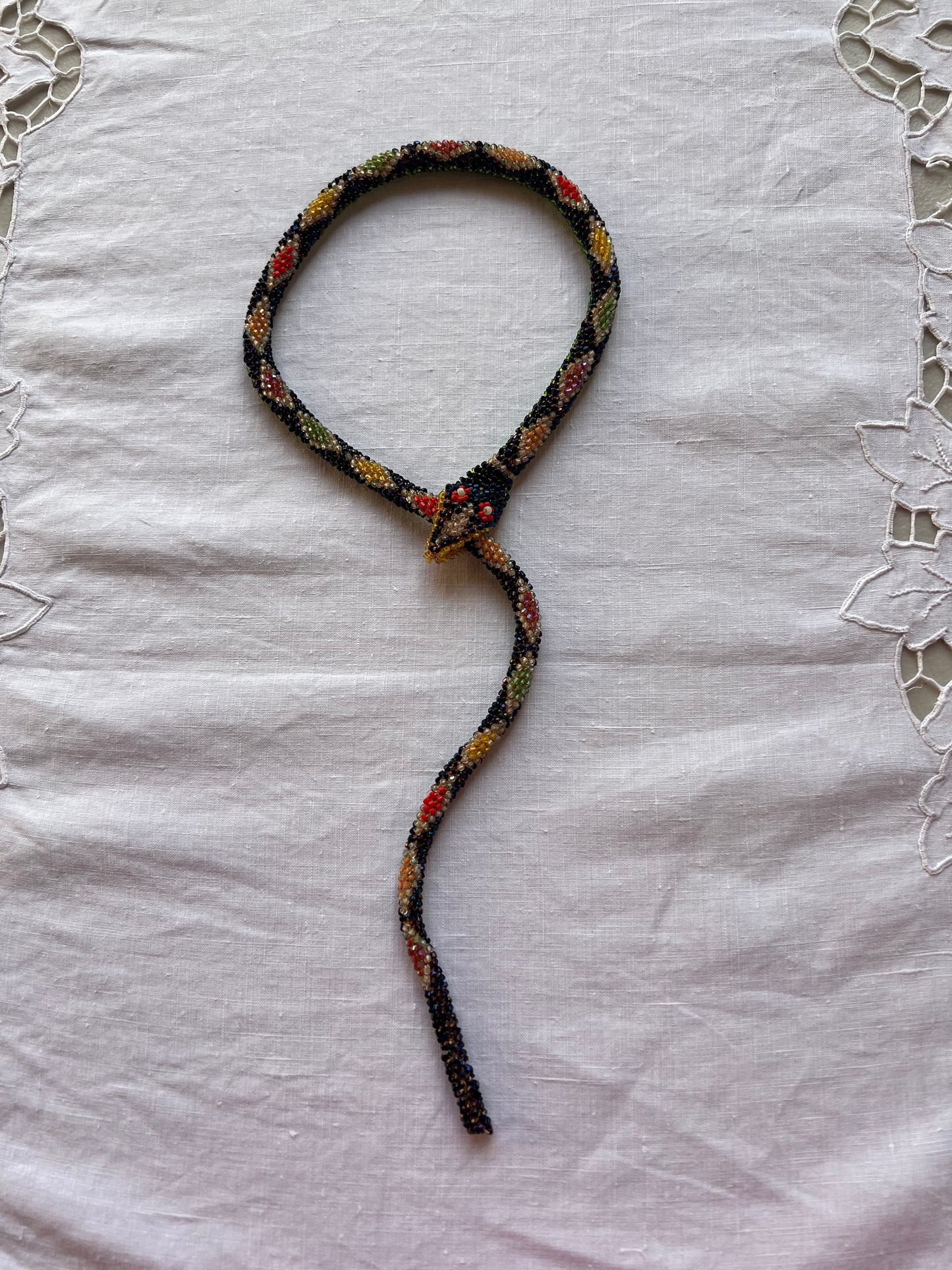 Bead Crochet Snake | Oil Slick Multi Color Diamond
