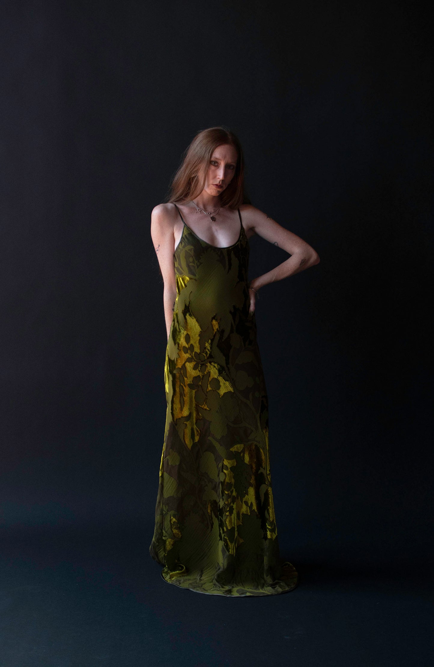 Olive Devoré Dress | Laura Biagiotti