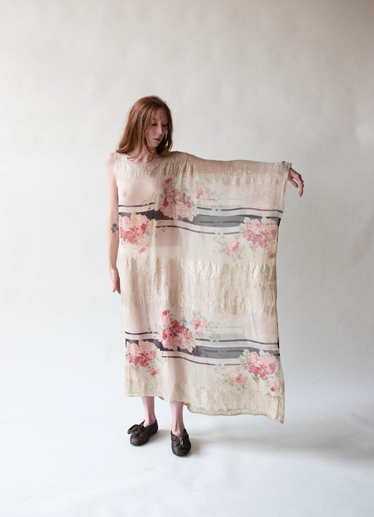 One Shoulder Chiffon & Lamé Caftan