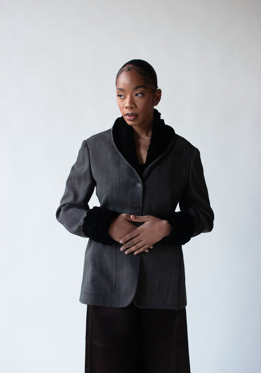 Gray Jacket w/ Chenille Trim | Romeo Gigli