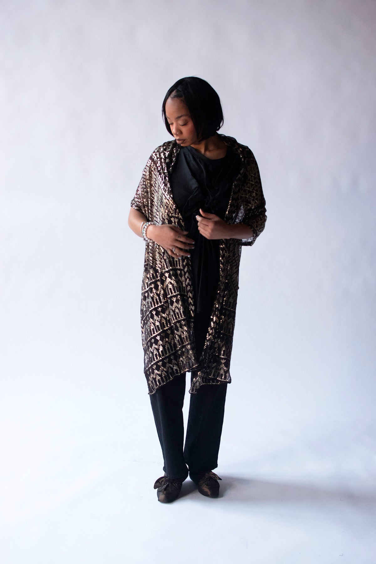 1920s Assuit Tulle bi Telli Shawl