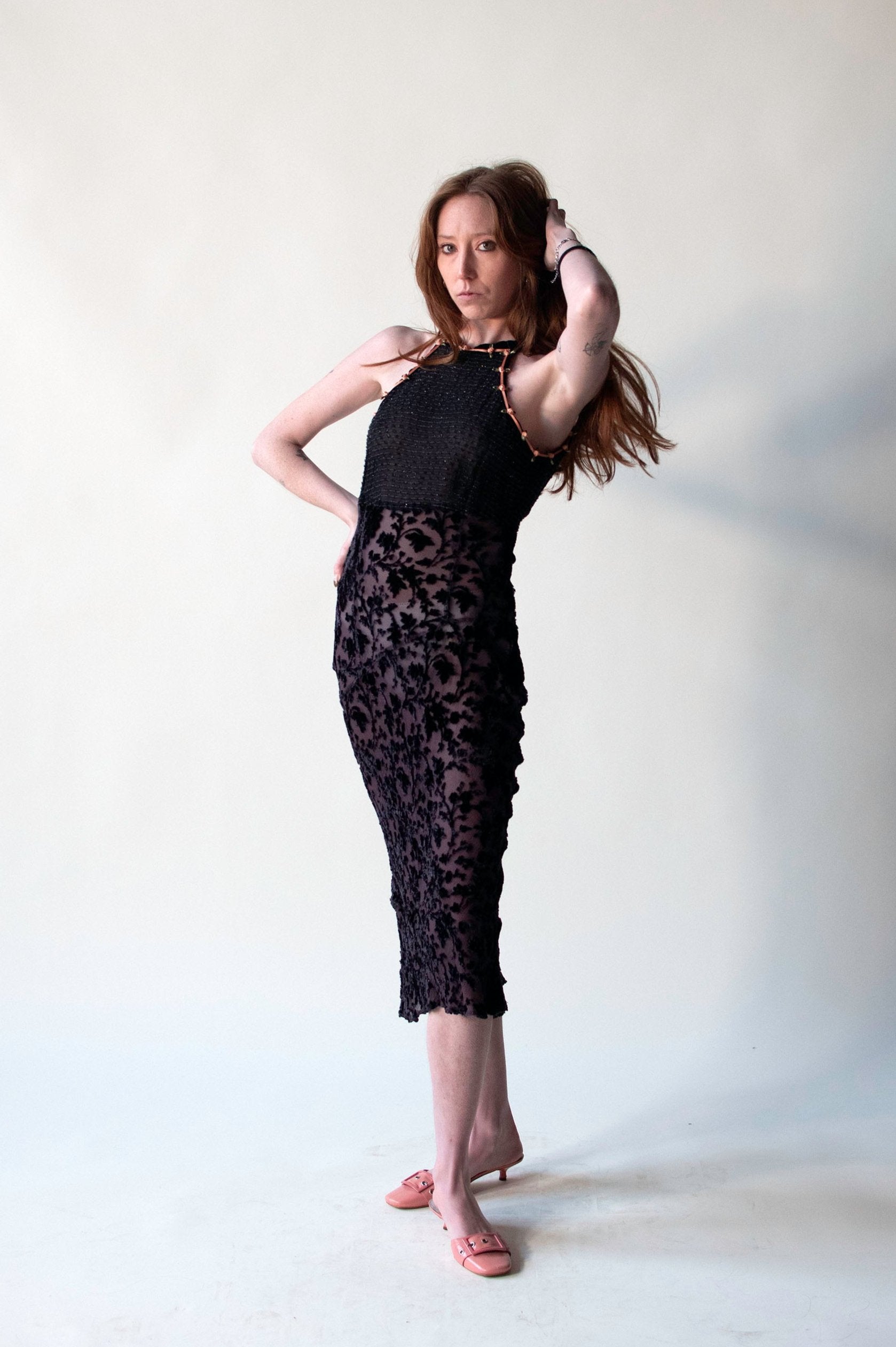 1990s Chiffon Burnout Velvet Dress 1990s Chiffon Burnout Velvet Dress
