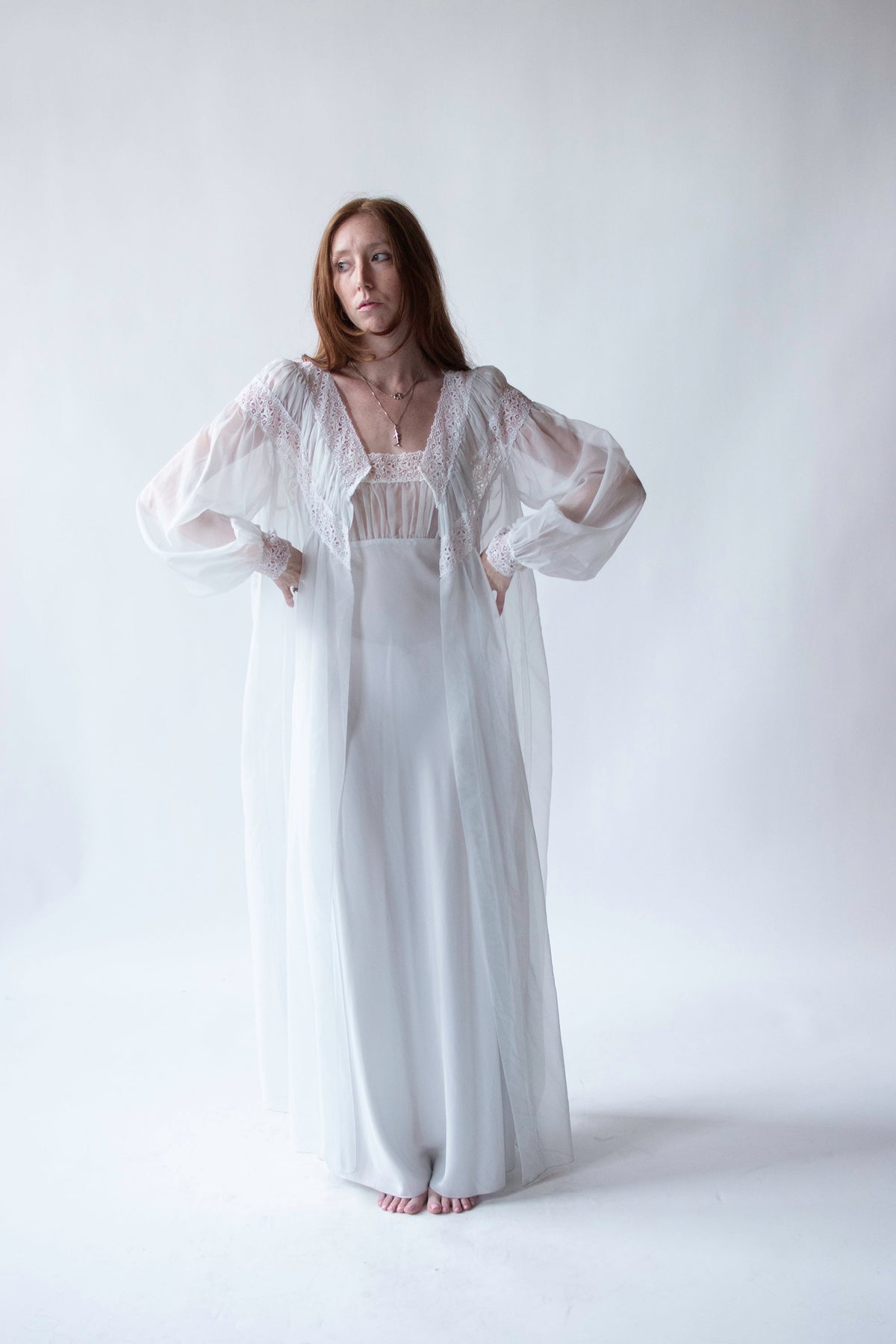 1950s Ice Blue Peignoir