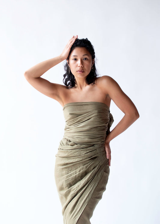 Convertible Linen Wrap Skirt / Dress | Romeo Gigli for Callaghan 1989