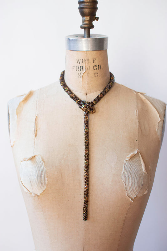 Bead Crochet Snake | Sparkly Brown Flower