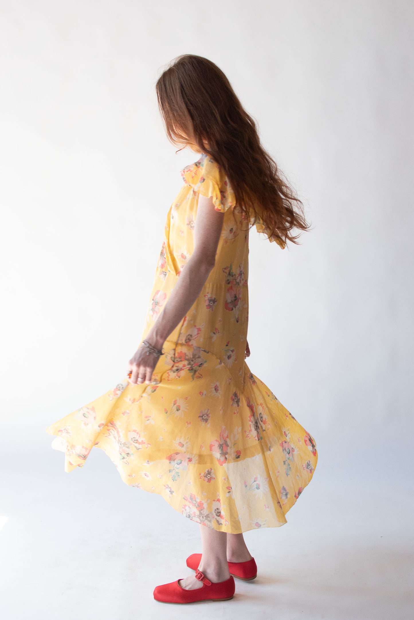 1930s Floral Print Voile Dress