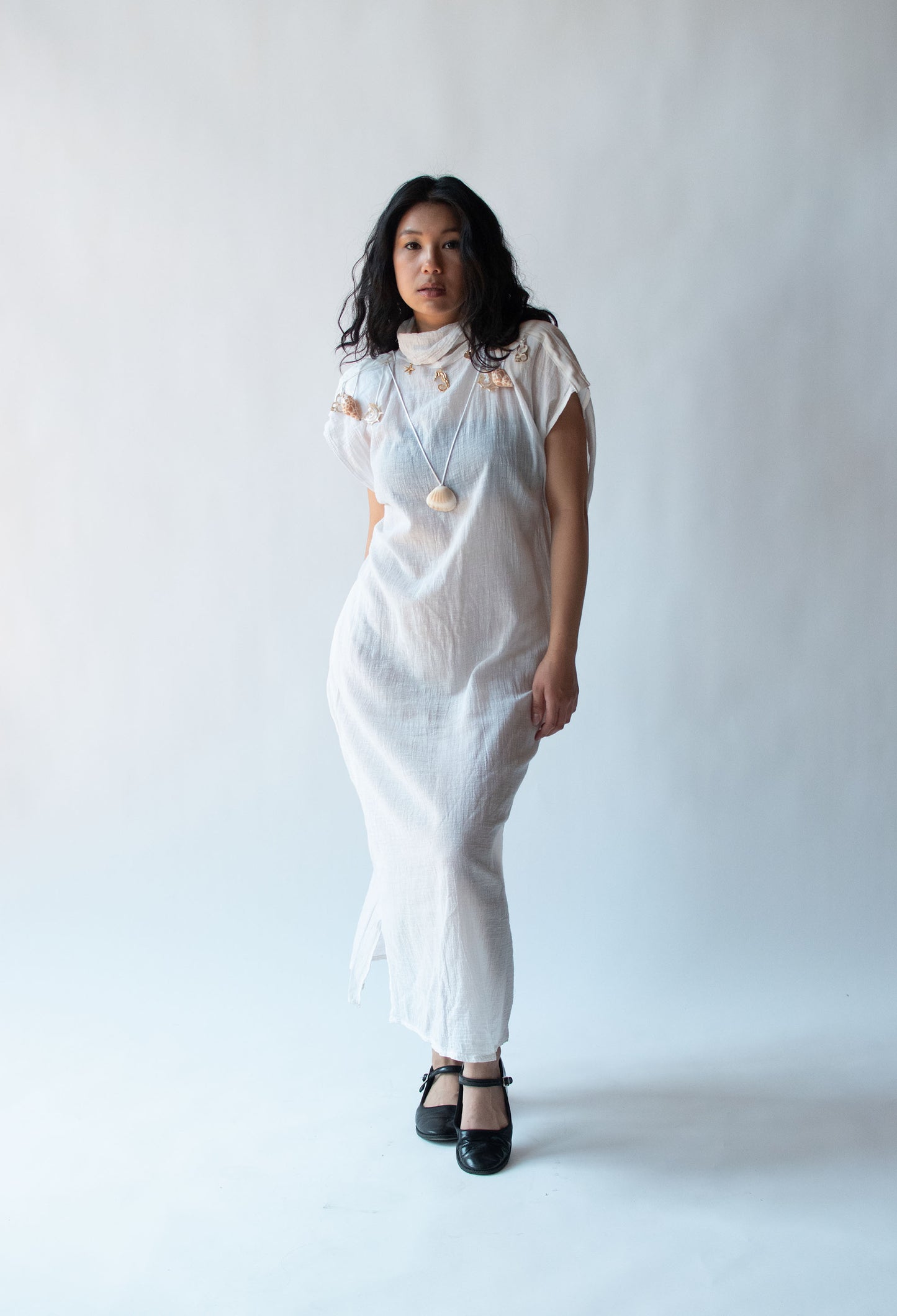 1980s Gauze Dress with Seashells