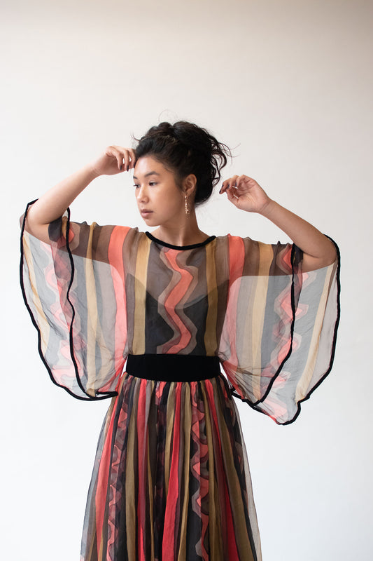 1970s Hand Painted Chiffon Gown | Doree Leventhal