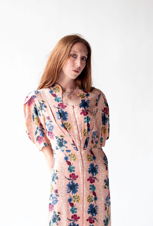 1940s Floral Print Dressing Gown