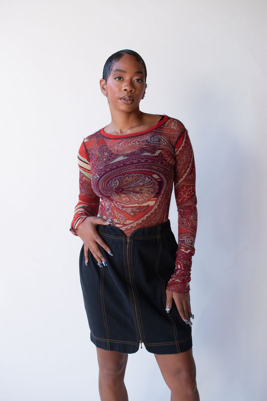 Paisley Print Mesh Top | Jean Paul Gaultier