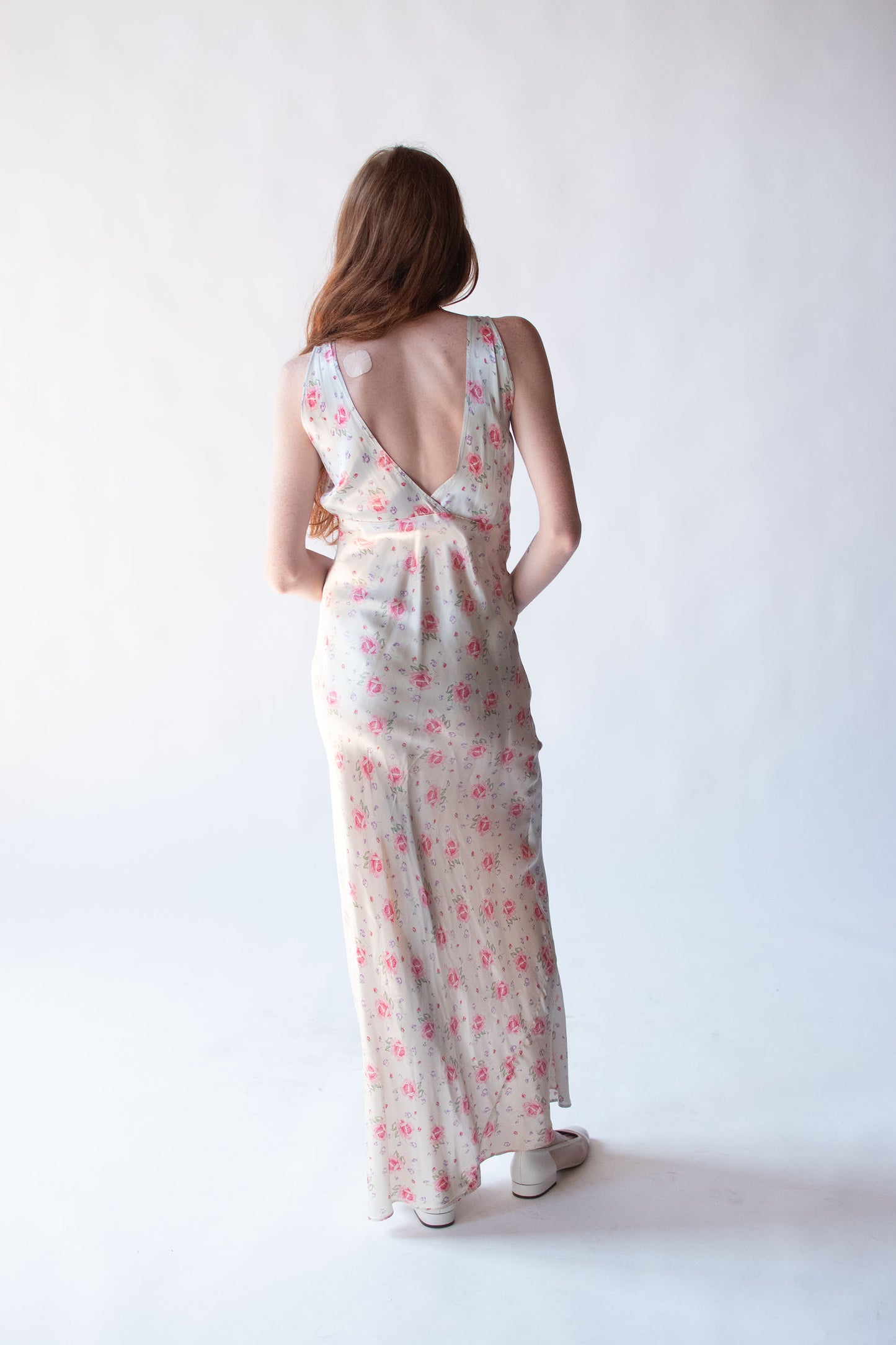 1930s Rose Print Bias Cut Dress